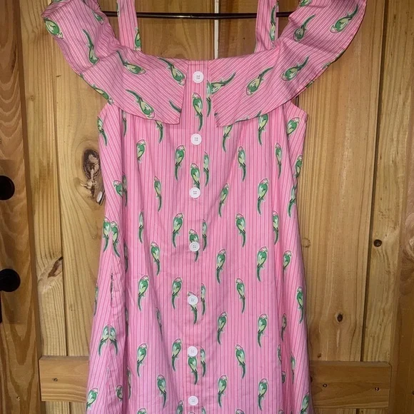 Crown & Ivy Pink Dress with Parrot Pattern - Picture 2 of 4
